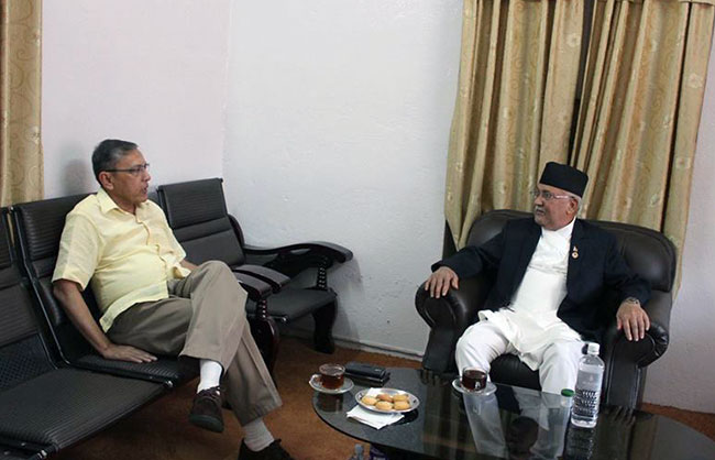 PM Oli, Indian envoy Rae meet behind close doors