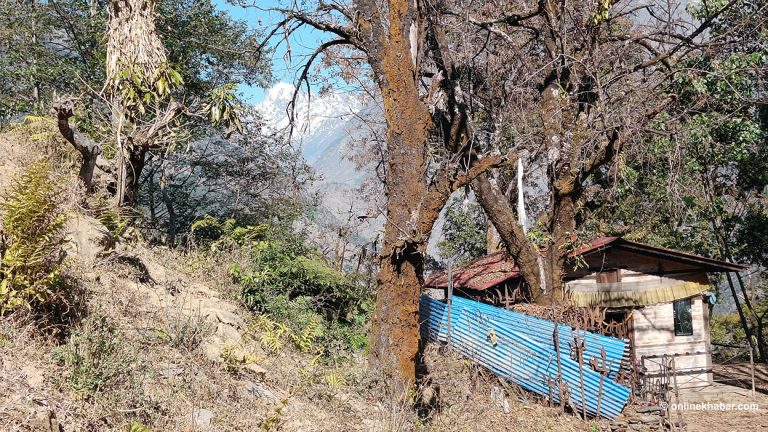 महादेवले खरको भित्ता च्यातेको ठाउँ