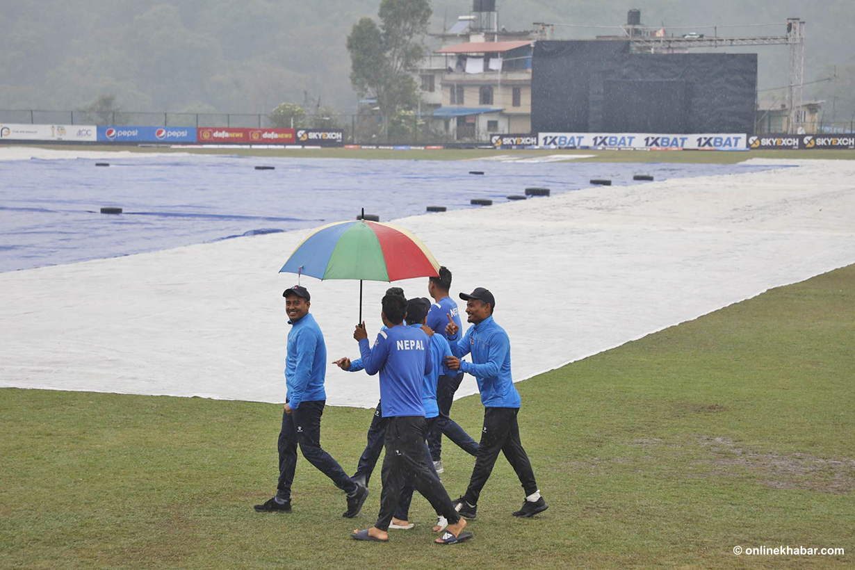 नेपाल र साउदीको खेलमा वर्षा बाधक (तस्वीरहरू)