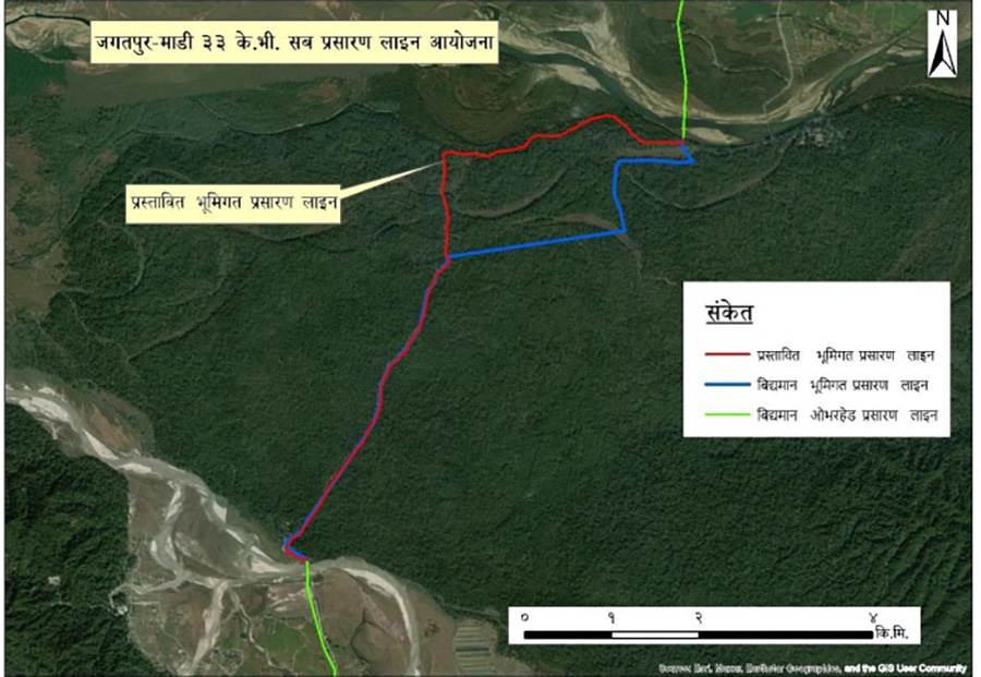 बाँदरझुलामा विद्युत् पुर्‍याउन भूमिगत प्रसारण लाइनबाट थप बिजुली माडी लगिँदै