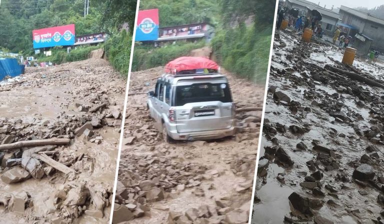 नागढुंगा मन्दिर नजिक पहिरो, पृथ्वीराजमार्ग अवरुद्ध